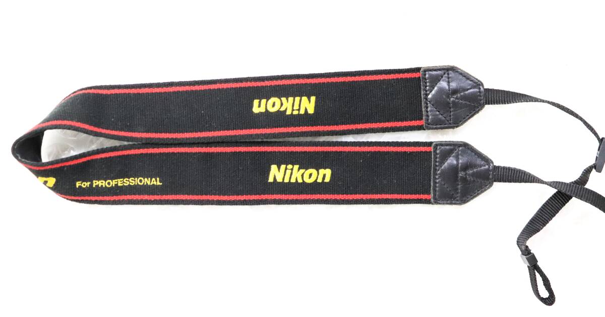【希少・プロ仕様】 ニコン Nikon For PROFESSIONAL ストラップ イエロー刺繍ロゴ レッドライン ヴィンテージ仕様 [美品]