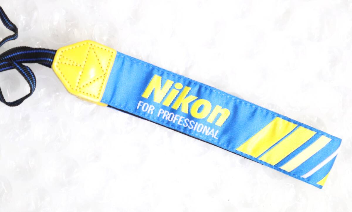 【稀少・当時物】Nikon ニコン プロフェッショナルストラップ 「FOR PROFESSIONAL」 ブルー×イエロー ワイド仕様 一眼レフ用