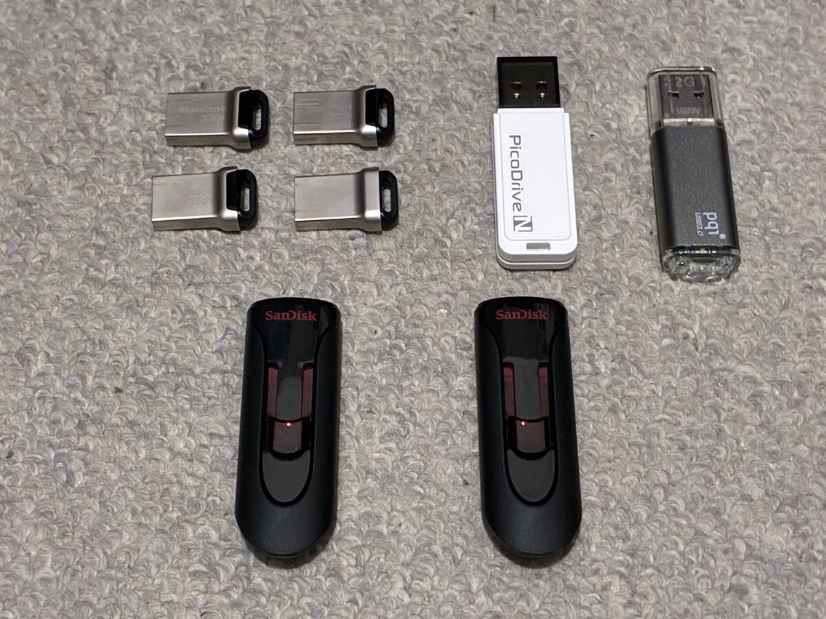 グリーンハウス USB メモリ 32GB x 1、PQI USB メモリ 32GB x 1、GIGASTONE USB メモリ 32GB x 4、SANDISK USB メモリ 16GB x 2 8個 セット