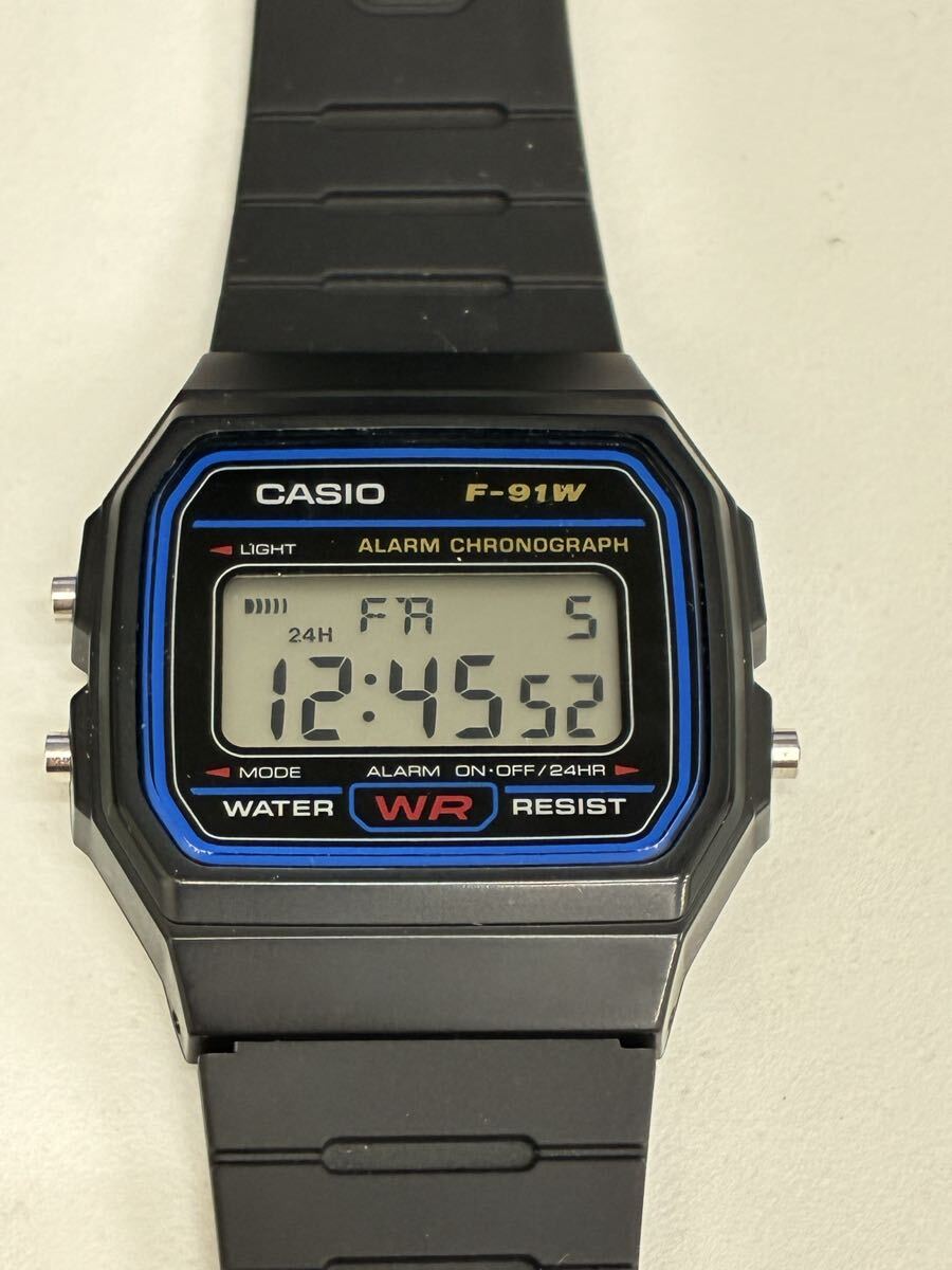 1763 【稼働品】CASIO カシオ F-91W スタンダード デジタル メンズ腕時計 クォーツ 液晶劣化なし ブラック
