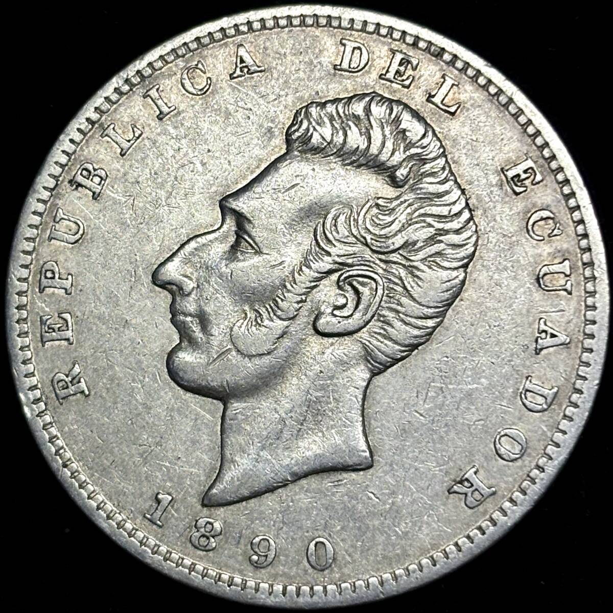 【エクアドル大型銀貨】(1890年銘 24.8g 直径37mm)