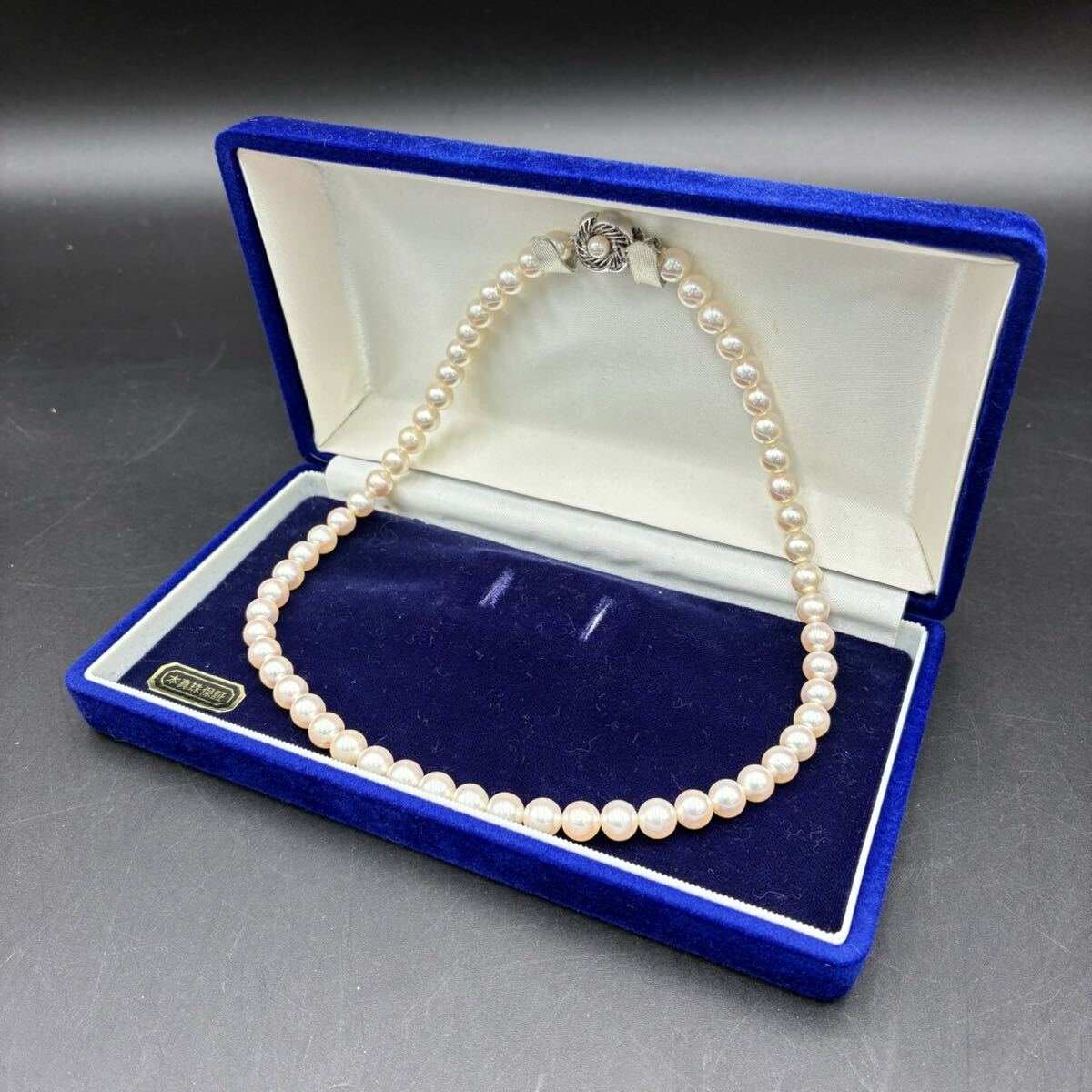 ◇1円スタート あこや真珠 ネックレス 7.1-7.3mm 留め具 silver 総重量約32.4g ケース付き Pearl アコヤ AY0606た
