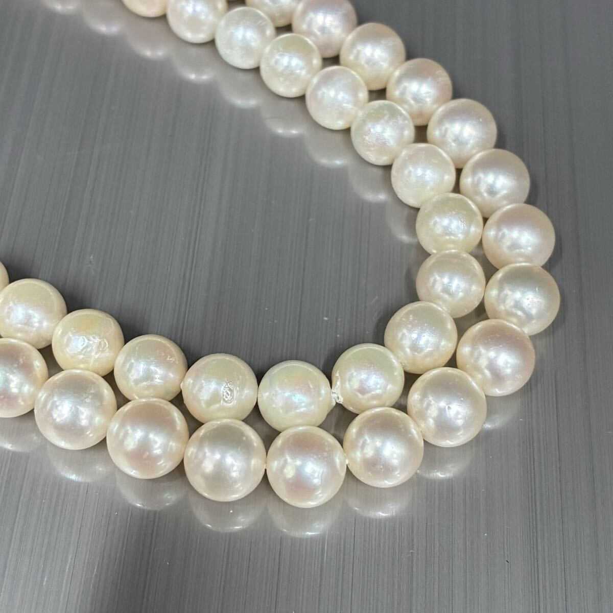 ◇1円スタート アコヤ 真珠 パール ネックレス まとめ2点 留め具silver 6.9-7.9mm 総重量約70.7g あこや Pearl HE06066