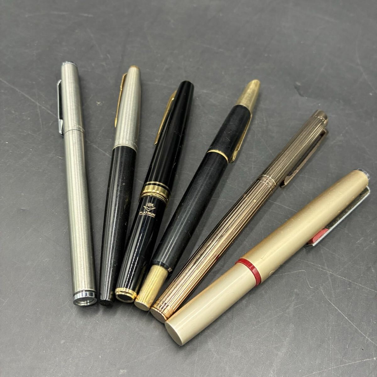1円スタート PLATINUM Parker PILOT Pelikan 等 万年筆 まとめ 6点 一部ペン先18K刻印あり 筆記未確認 HE06069