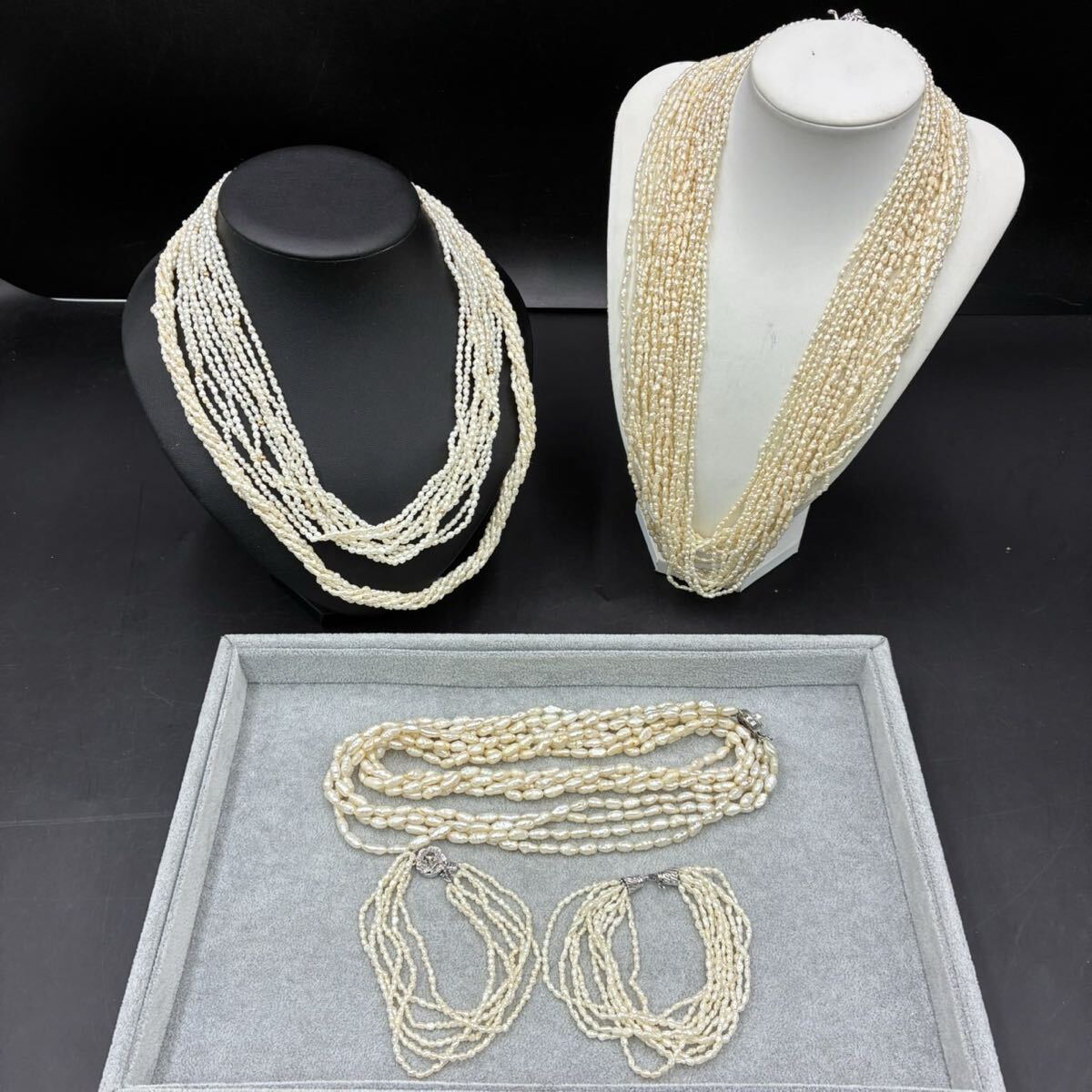 ◇1円スタート ケシパール 真珠 ネックレス8点 まとめ 一部留め具 silver刻印あり 2.1-4.9mm 総重量約345.7g Pearl アクセサリー TK060725