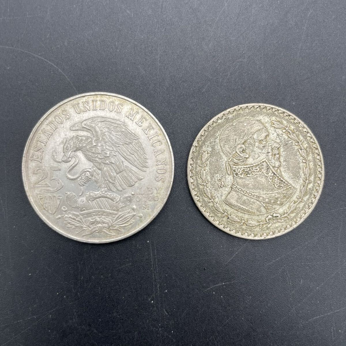 1円スタート 銀貨 メキシコ 2点まとめ オリンピック記念 1ペソ 25ペソ シルバー 銀製 総重量約38.2g N0607く