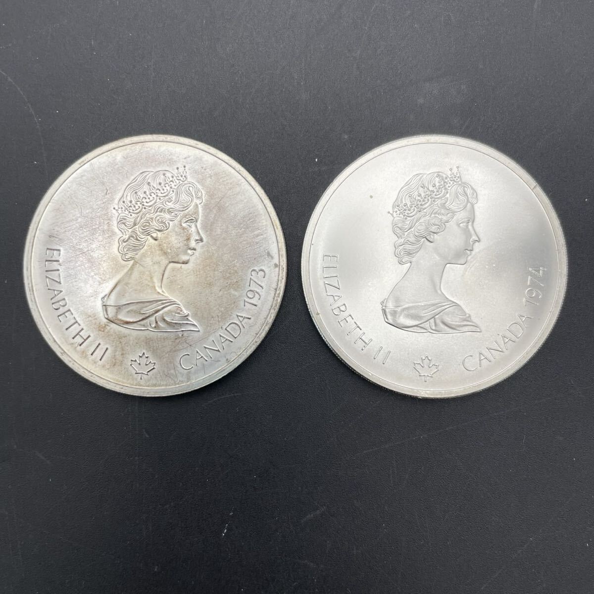 1円スタート カナダ モントリオールオリンピック記念銀貨 10ドル 銀貨 2枚まとめ 総重量約97.7g 1976年 N0607し