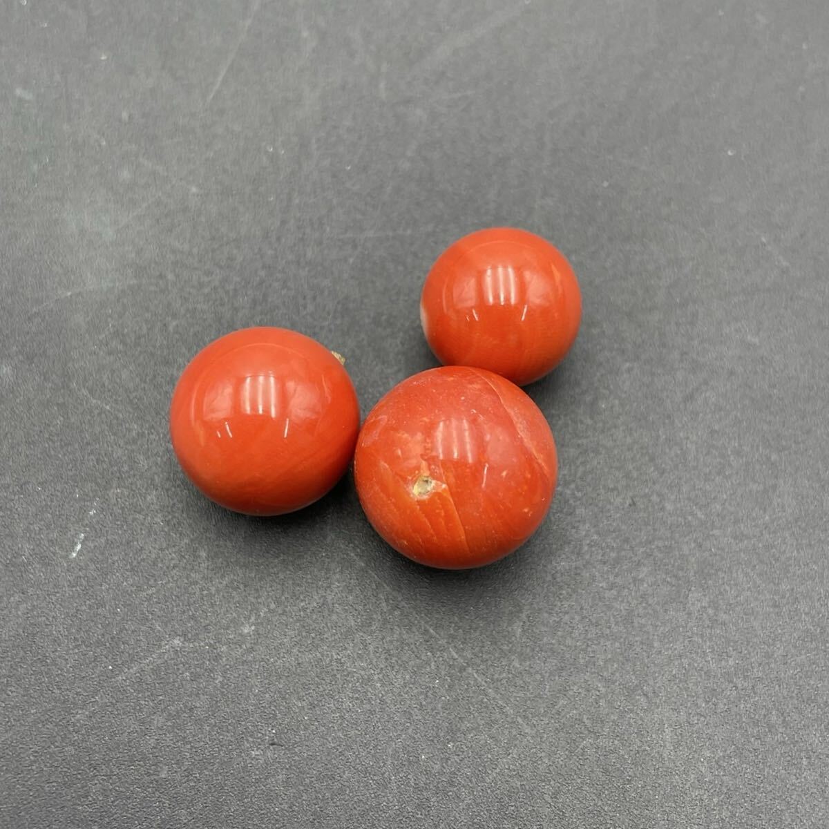 1円スタート サンゴ 珊瑚 血赤 ルース 特大 12.8-15.4mm 総重量約12.9g 希少 coral UI0607ち