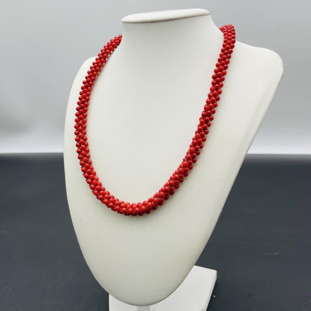 1円スタート 血赤 珊瑚 サンゴ ネックレス アクセサリー 総重量約37.9g coral TK0607ほ