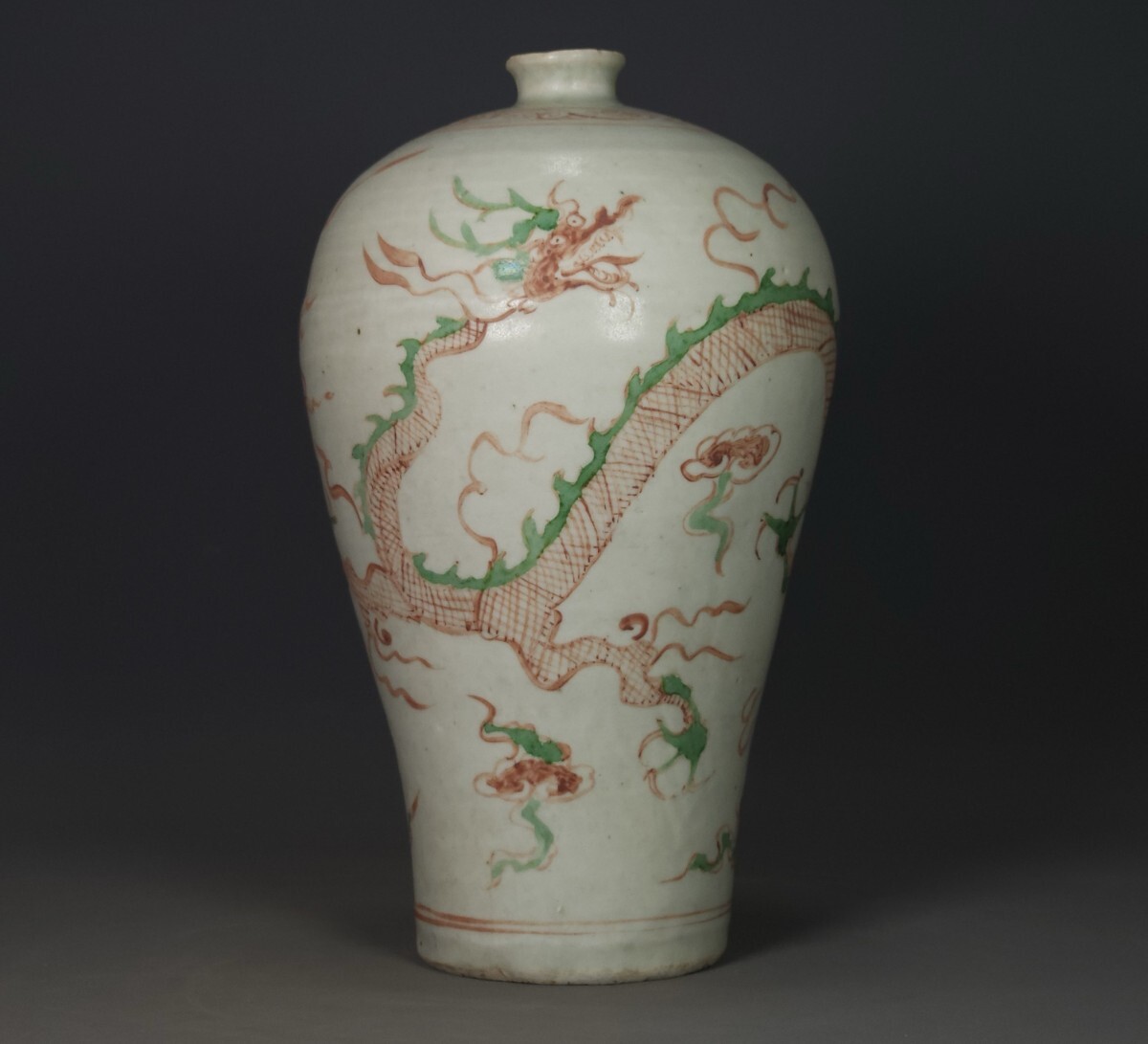 中国古美術 元時代 龍紋 花瓶 陶磁器 骨董 古玩 時代物 中国美術 古美術 骨董品 唐物 当時物 置物 高さ22cm w55