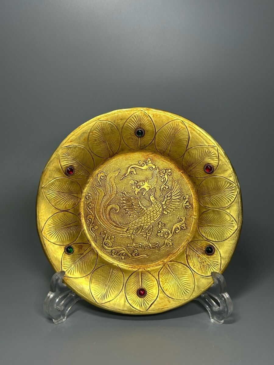 古美術 中国 宋代 南宋 定窯 金釉 皿 時代物 古玩 　W16