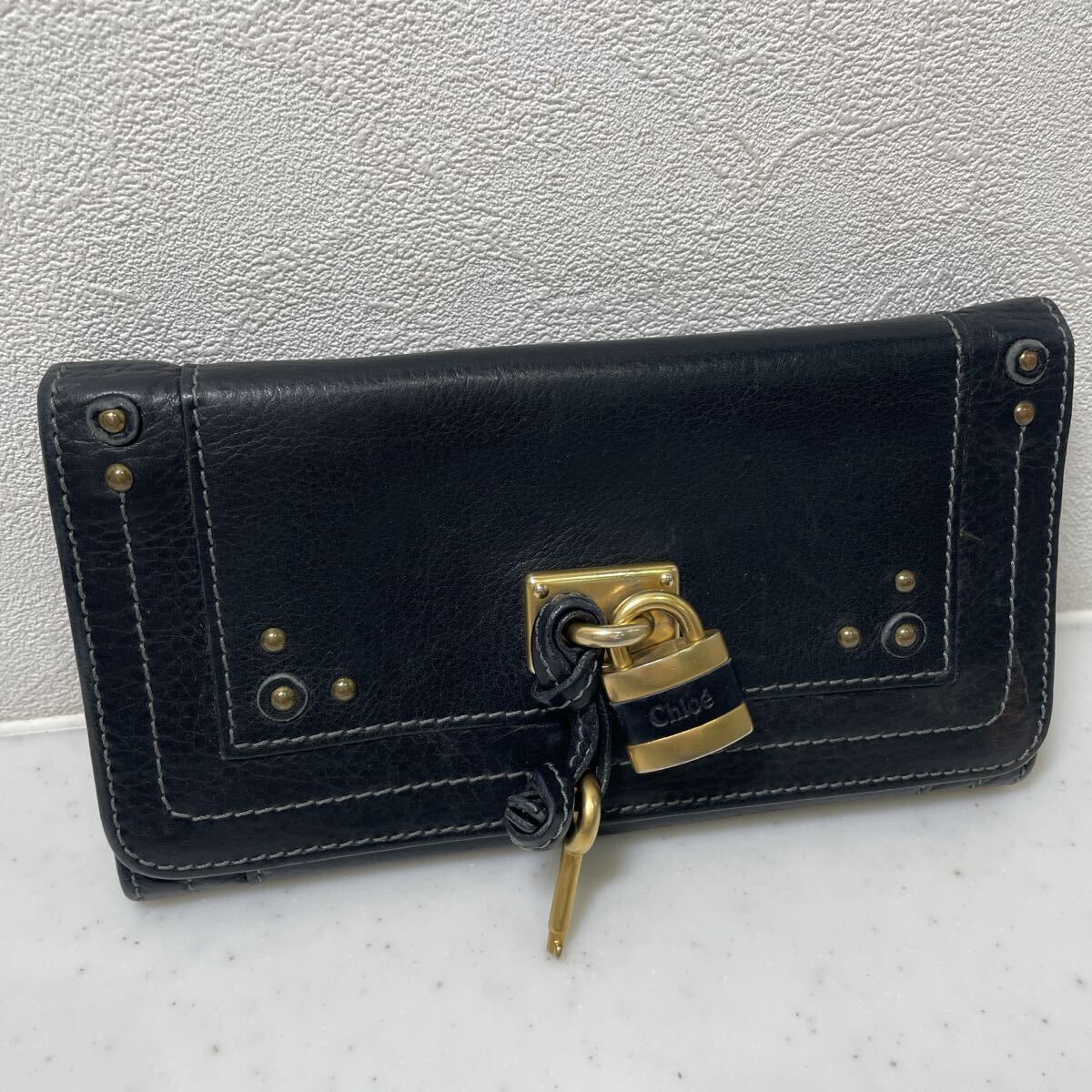 Chloe クロエ パディントン 長財布 二つ折り レザー ブラック 南京錠 ロングウォレット