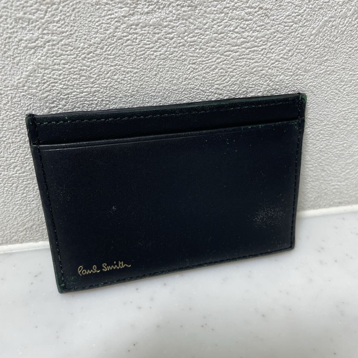 Paul Smith ポールスミス カードケース パスケース ブラック レザー 名刺入れ レザー マルチストライプ 黒 