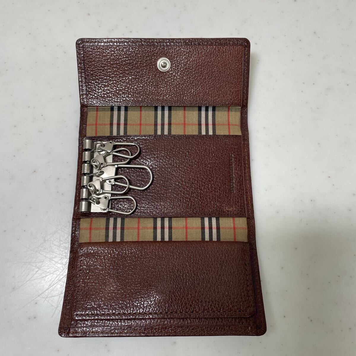 BURBERRY バーバリー 4連キーケース ノバチェック ブラウン レザー
