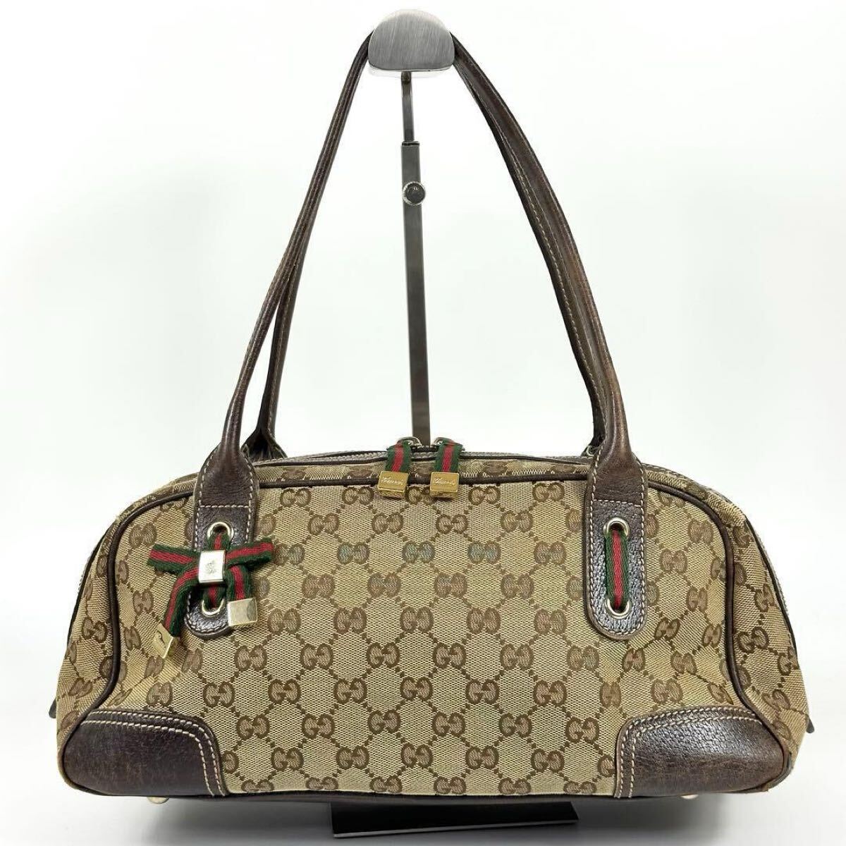 GUCCI ボストンバッグ 161720 gg柄 キャンバスレザー