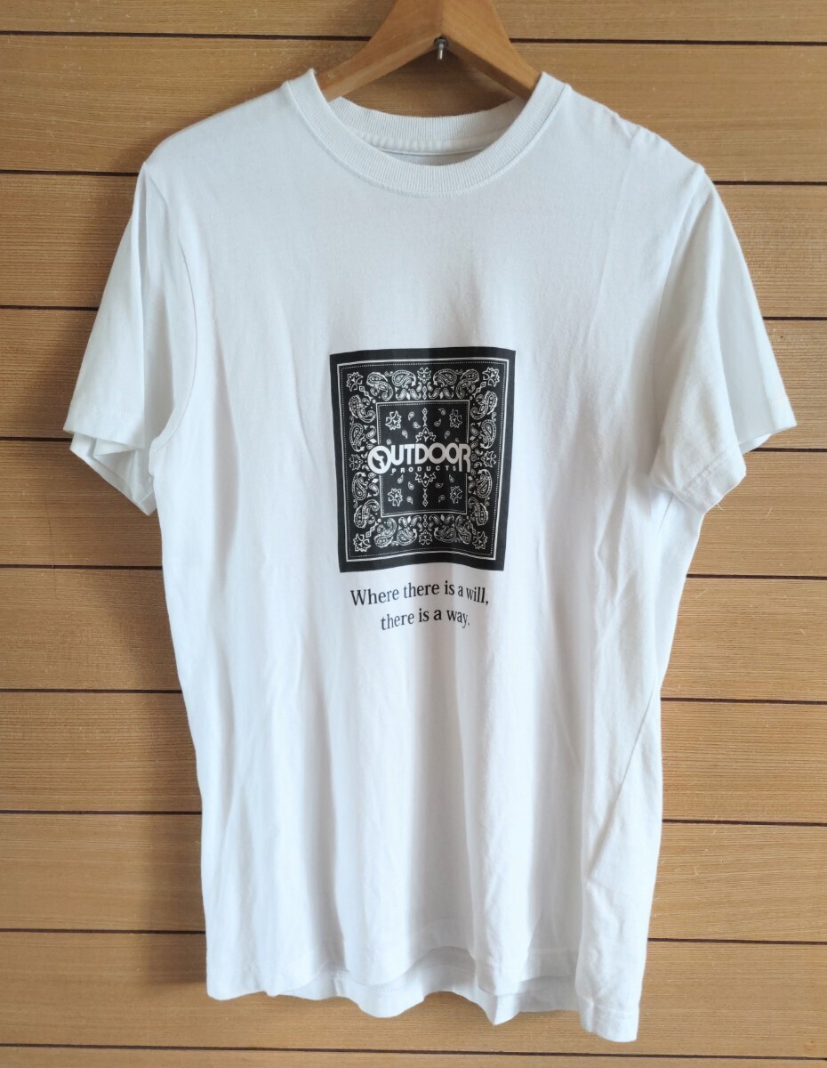 OUTDOOR PRODUCTS アウトドアメンズ半袖Tシャツ バンダナ柄　サイズ　L
