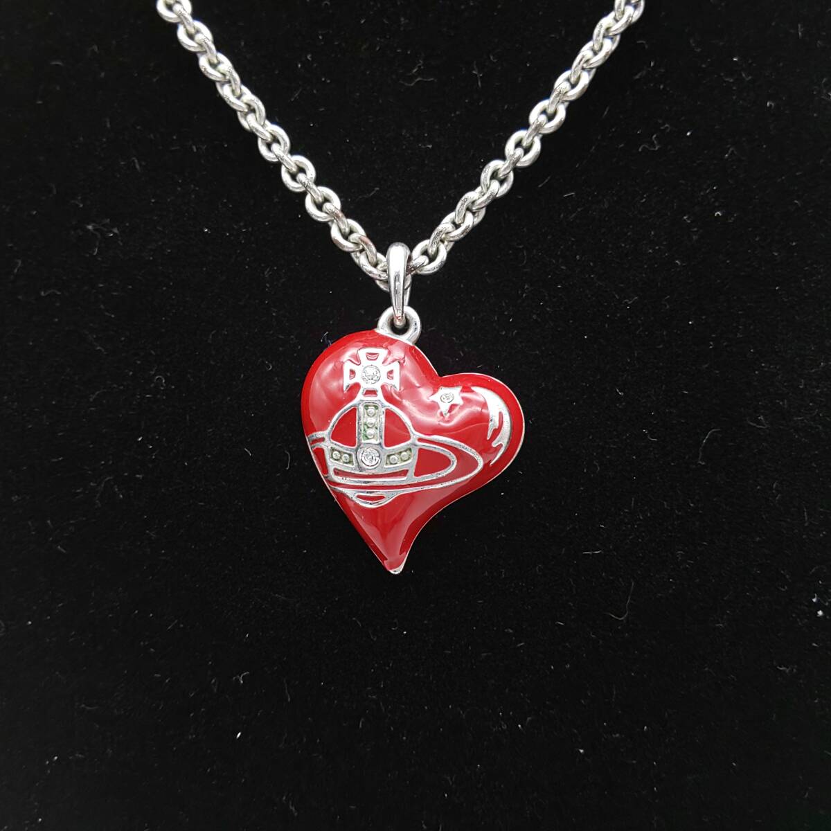Vivienne Westwood ヴィヴィアンウエストウッド レッドカラーハート ペンダント ネックレス アクセサリー 宝飾品 ジルコ