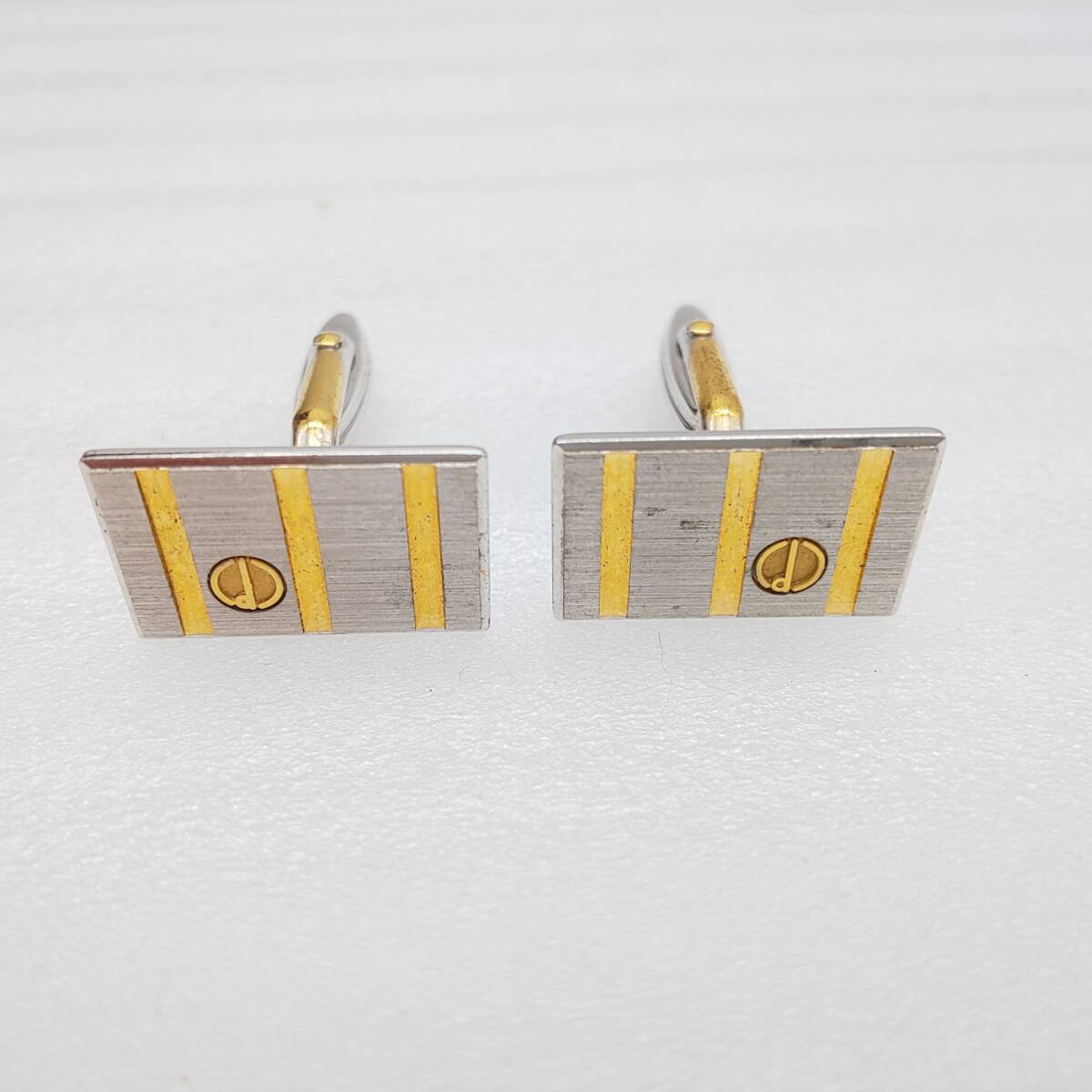 dunhill ダンヒル カフス ゴールド/シルバーカラー ストライプ柄 アクセサリー 宝飾品 