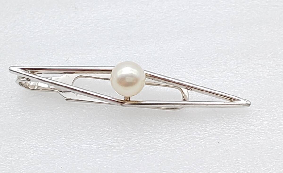 MIKIMOTO ミキモト パール付き ネクタイピン ひし形 シルバー アクセサリー 宝飾品