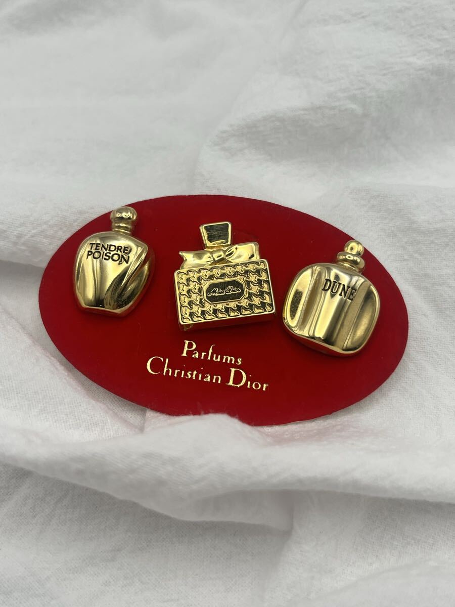 1円〜 Christian Dior クリスチャンディオール ピンバッジ 3点セット 香水瓶 モチーフ ゴールド ヴィンテージ ノベルティ パフューム