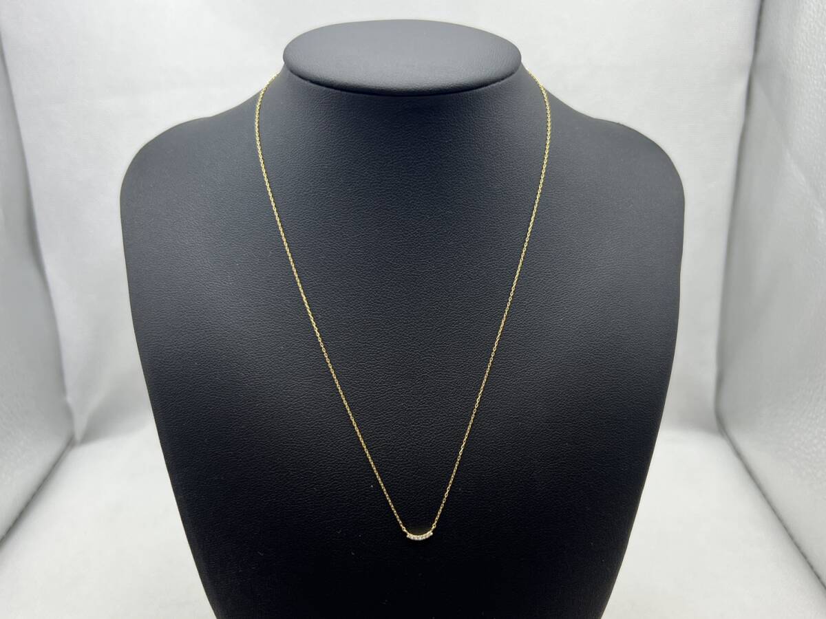 Y3149★ エテ K18 レイヤーダイヤモンド ネックレス 0.02ct 約0.9g ete ペンダント ジュエリー アクセサリー イエローゴールド