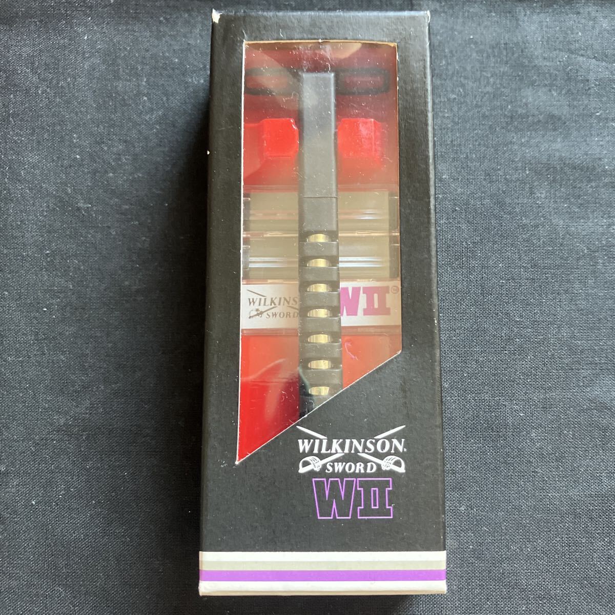 新品未使用 デッドストック 試供品 80's 昭和レトロ WILKINSON SWORD ウィルキンソン ソード WⅡ 髭剃り用ホルダー 固定式2枚刃 替刃2コ入