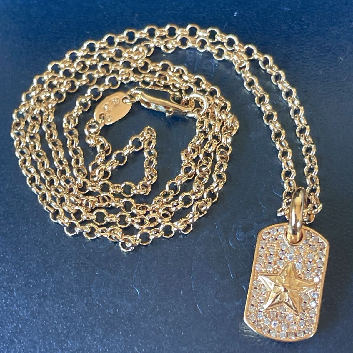 Chrome Hearts クロムハーツ　クロス　レイズドスター　チャーム　ペンダント　ドッグタグ　２２ｋ加工　パヴェ　ネックレス　silver９２５