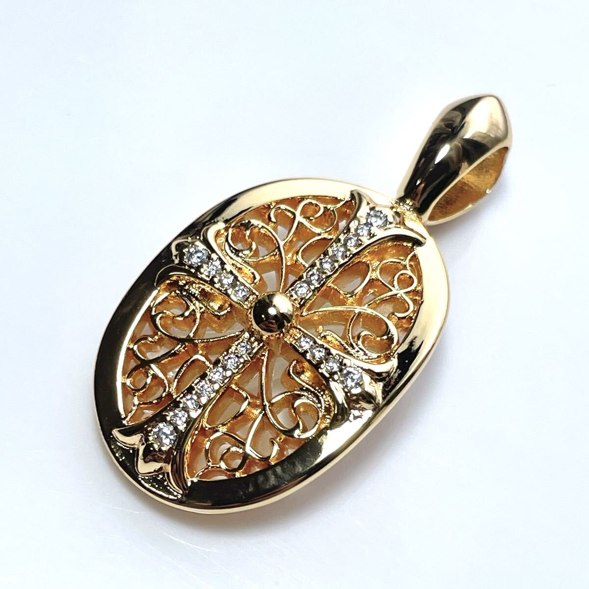 Chrome Hearts クロムハーツ ペンダント キーパー クロス ゴールド ストーン ２２Ｋ加工 silver９２５ 刻印入り