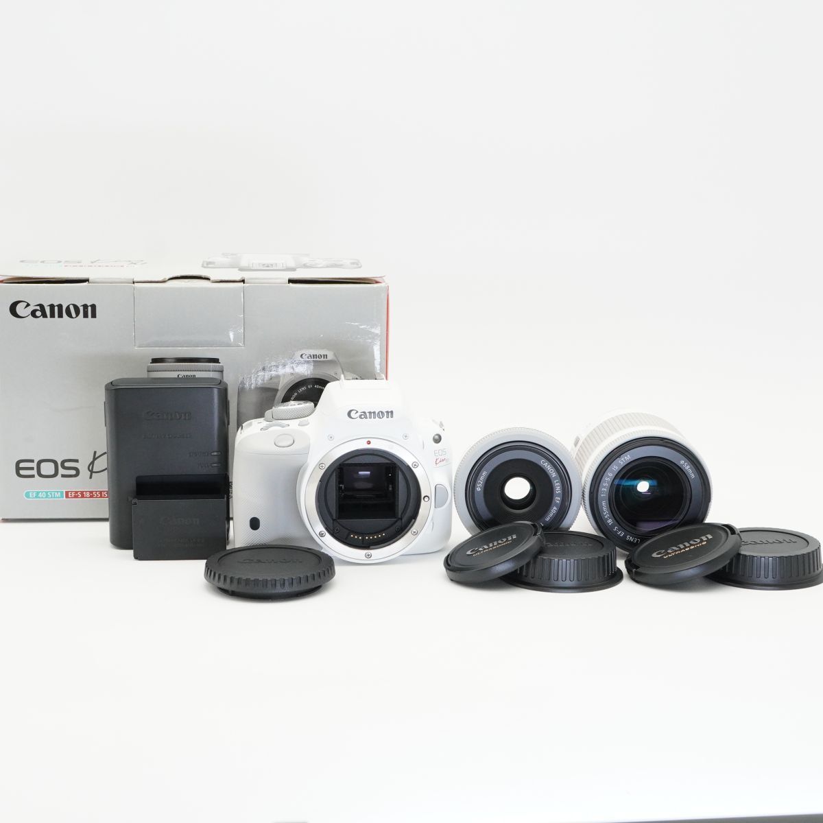 美品 動作確認済 Canon EOS kiss X7 ホワイト EF-S 18-55mm STM + EF 40mm F2.8 STM #f339B3706
