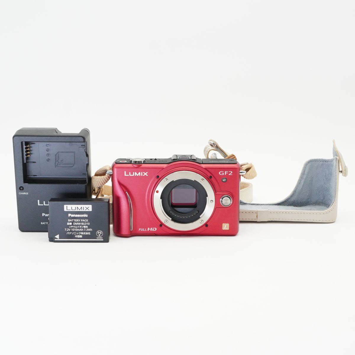 美品 動作確認済 Panasonic パナソニック LUMIX DMC-GF2 レッド ミラーレス一眼カメラ #f45B3776