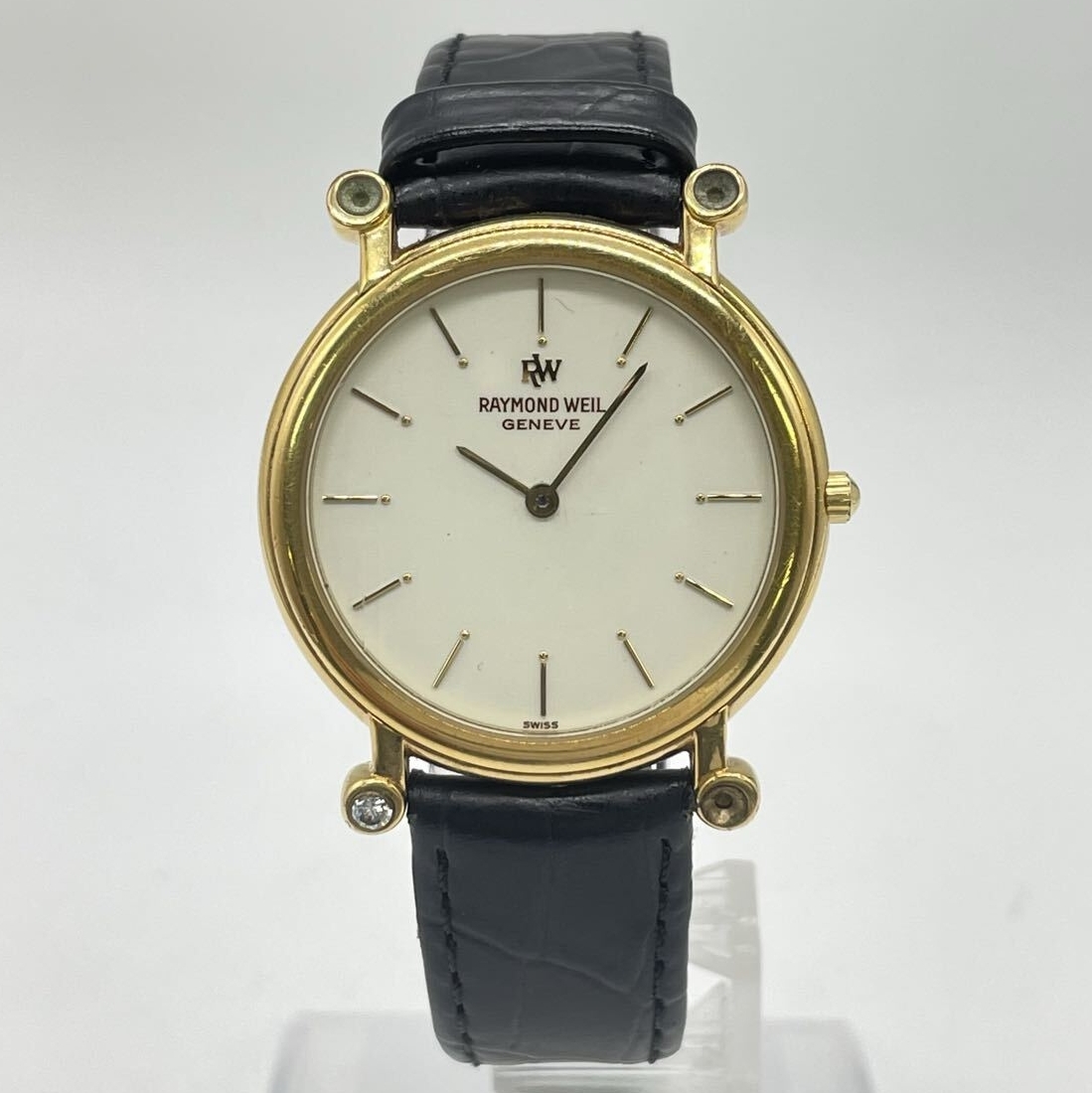【5M24】1円スタート RAYMOND WEIL GENEVE / 9134 レイモンド ウィル ジュネーブ 腕時計 クォーツ 電池式 ゴールドカラー メンズ