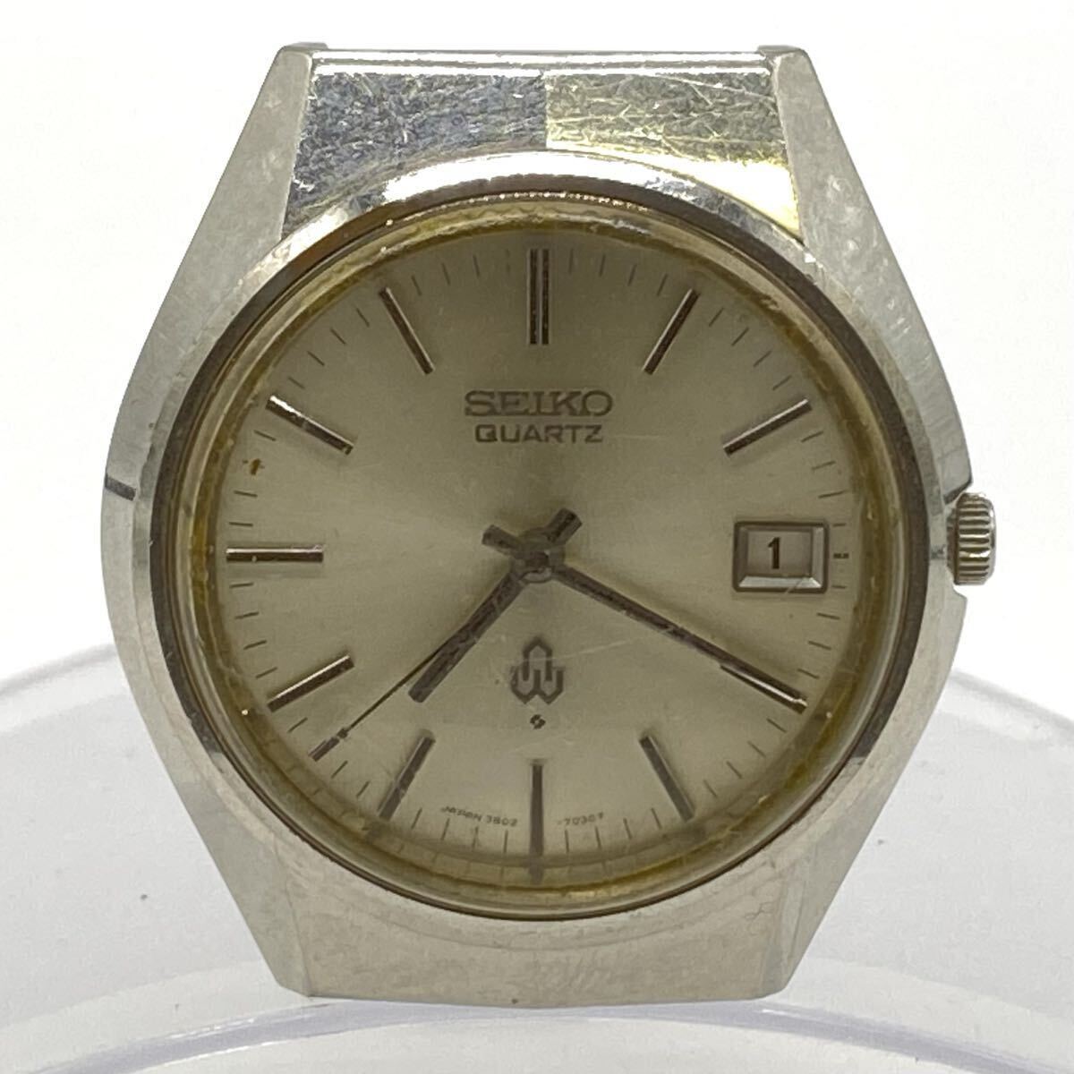 【5S13】1円スタート SEIKO QUARTZ / 3802-7020 セイコー クォーツ デイト 電池式 シルバーカラー 腕時計