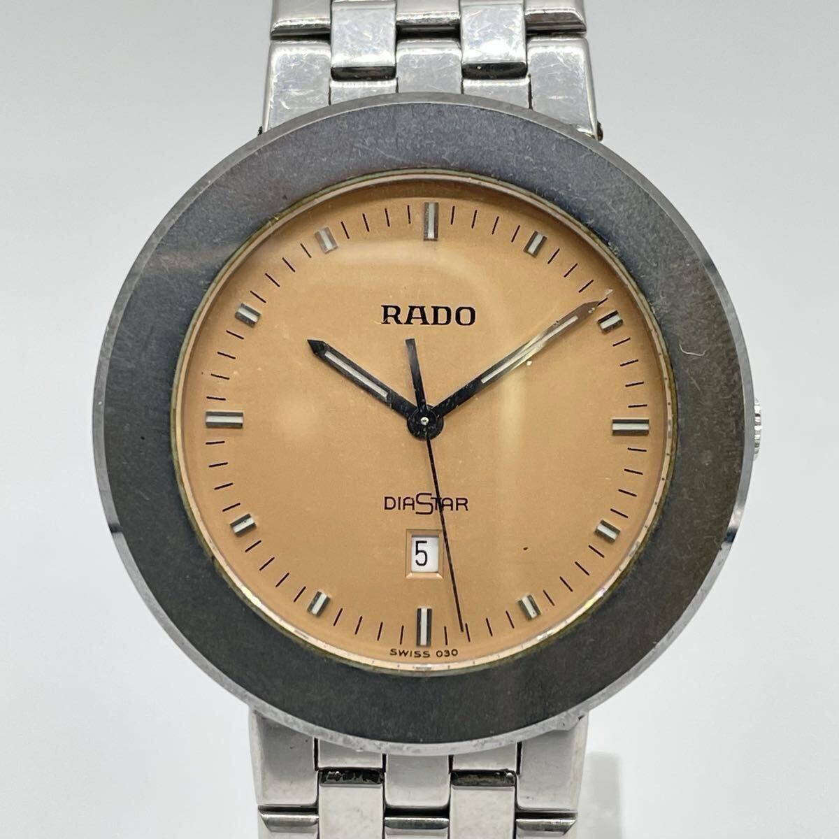 【5白33】1円スタート RADO DIASTAR / 152.0341.3 ラドー ダイヤスター クォーツ 電池式 デイト オレンジ文字盤 メンズ 腕時計