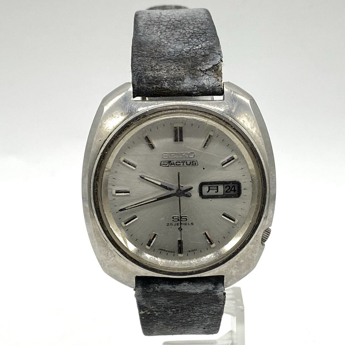 【5M29】1円スタート SEIKO 5 ACTUS SS 25JEWELS / 6106-8470 セイコー ファイブ アクタス 25石 腕時計 自動巻 デイデイト 白文字盤 メンズ