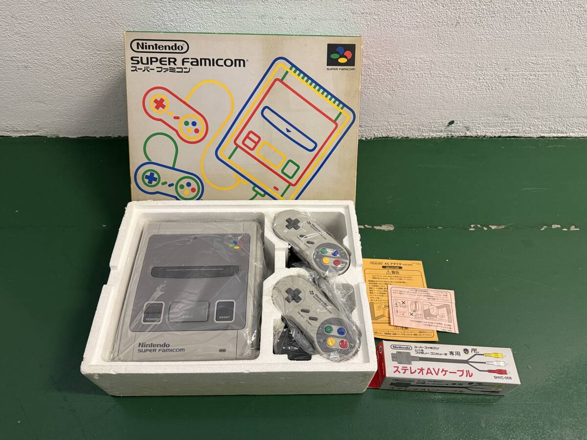 6020 任天堂 Nintendo スーパーファミコン 後期 本体 SHVC-001 ステレオAVケーブル付き 本体通電のみ確認 動作未確認 元箱有り
