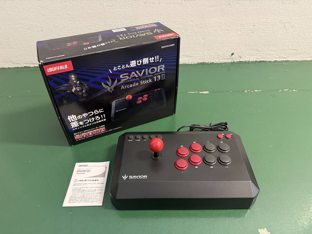 6051 BUFFALO PS3 プレイステーション3 PC 対応 SAVIOR Arcade Stick 13 II アーケードコントローラー BSGPAC02BK 動作未確認 元箱有り