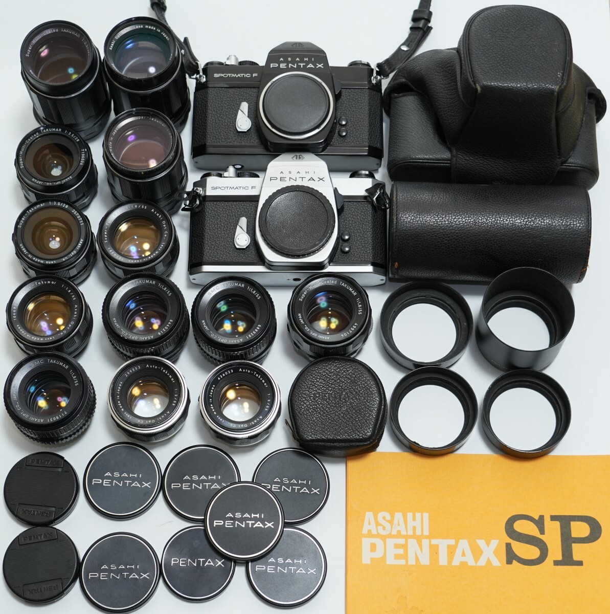 1円放出 PENTAX Super Takumar レンズ 13本 SPF ボディ2台 55mm F1.8 28mm 105mm 135mm M42 ペンタックス タクマー フード ケース