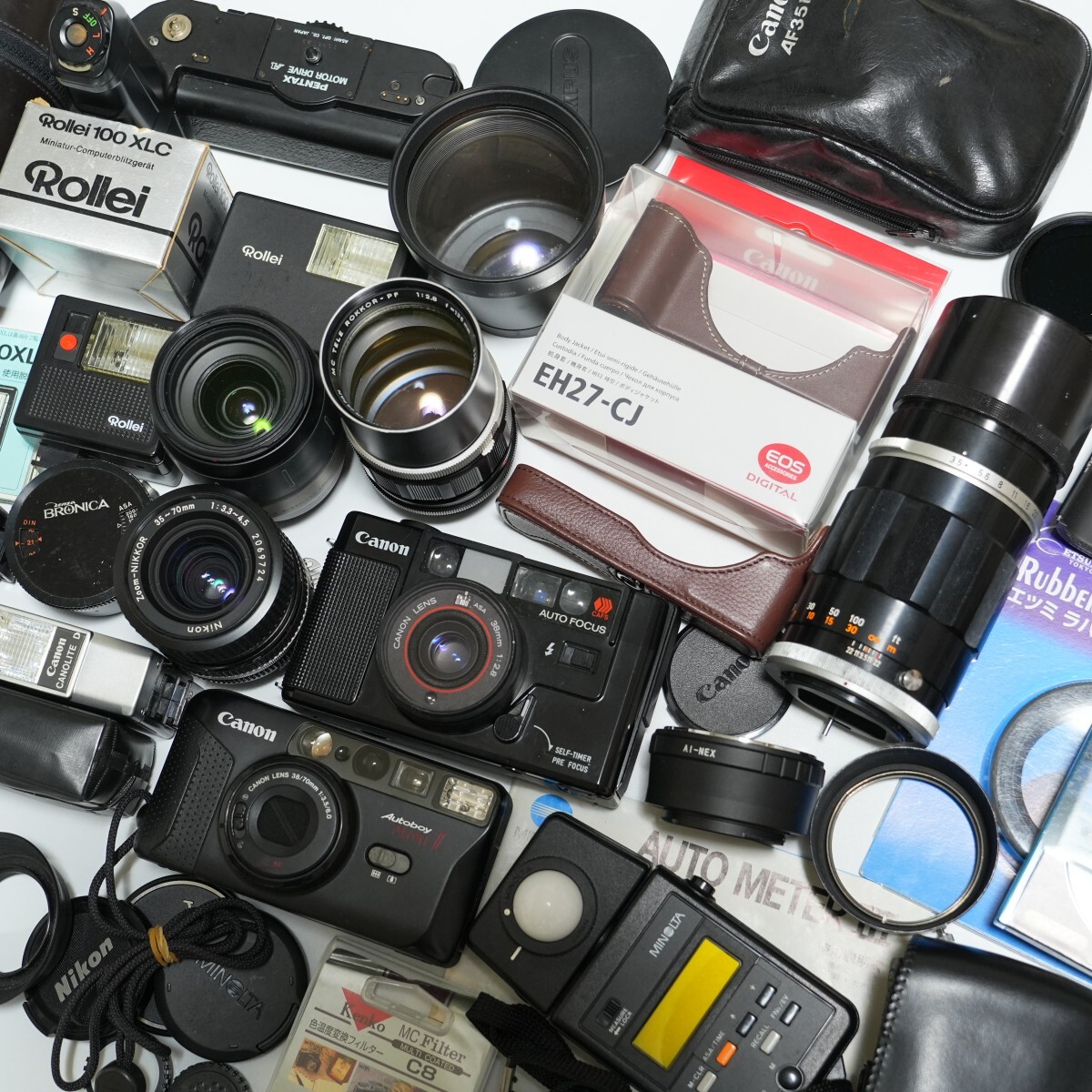 1円～ フィルムカメラ レンズ ストロボ アクセサリー ジャンクまとめて autoboy nikon minolta rollei