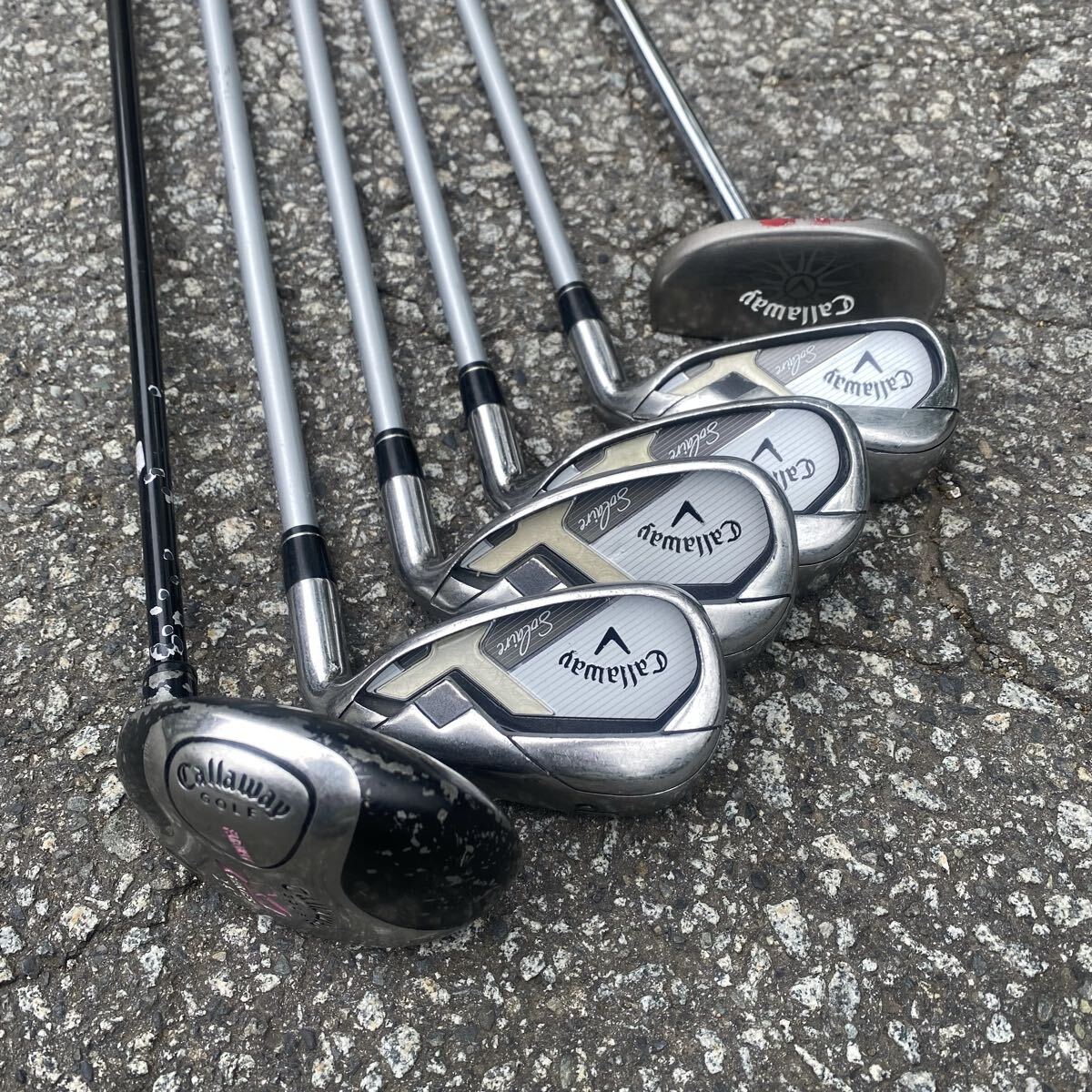 【GF037】ゴルフセット CALLAWAY キャロウェイ SOLAIRE レディース(FLUX：L) アイアン ドライバー ウッド 中古ゴルフ