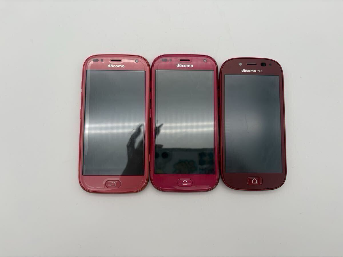 【1円スタート】らくらくスマートフォン ドコモ F-42A F-01L F-06F らくらくスマートフォン3 ピンク スマートフォン　3台まとめ