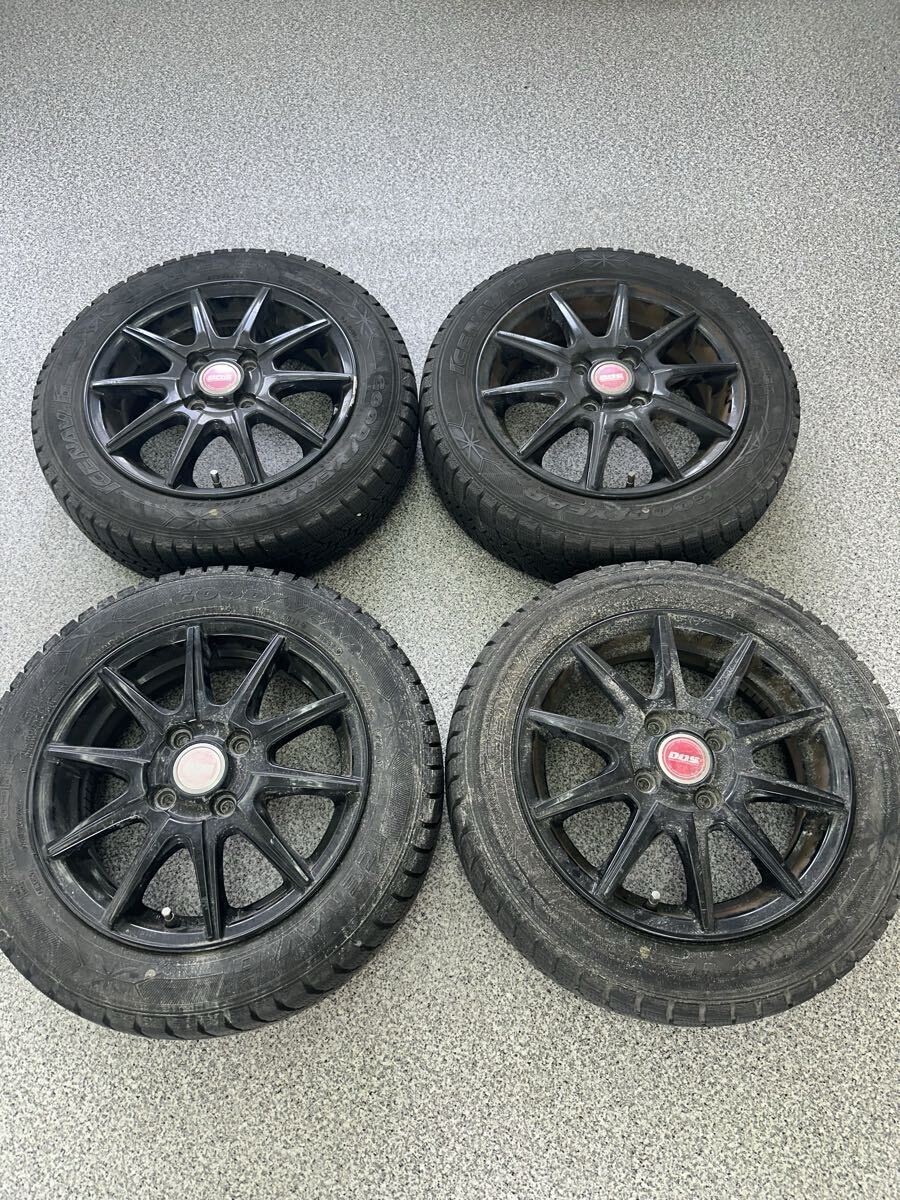 ☆【直接引取限定】BADX DOS 14インチ 4.5J +43 PCD100 4H GOODYEAR 155/65R14 スタッドレス 4本 【1円スタート】