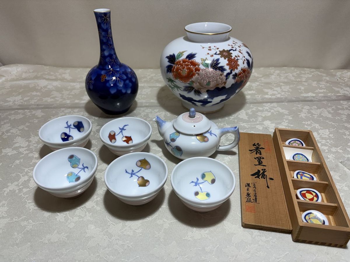 ★☆N8　深川製磁　花瓶・茶器・箸置き　木箱入り　中古品☆★