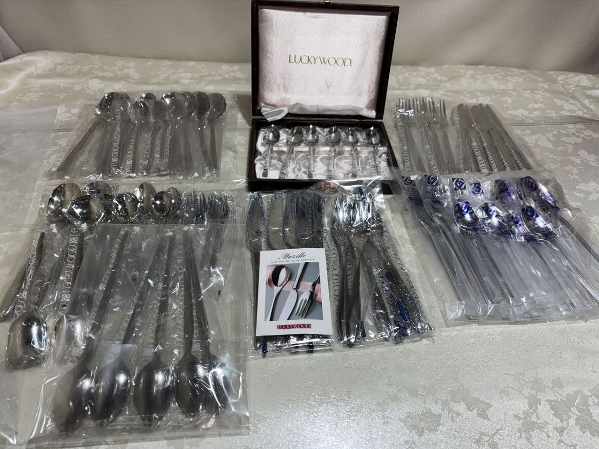 ★☆Ｌ985　LUCKY WOOD　カトラリー・スプーン・フォーク・ナイフ　長期保管未使用品☆★
