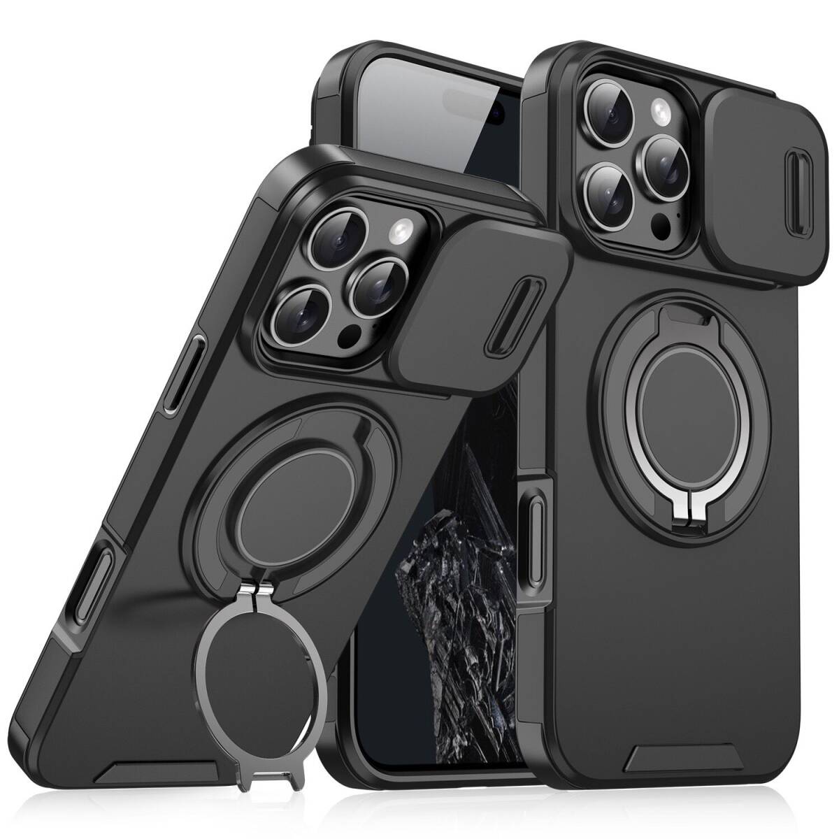 iPhone 17 16 15 14 13 12 11 Pro Max Plus air e ケース レンズ保護 リング付き MagSafe充電 耐衝撃 スタンド機能 スマホ ケース