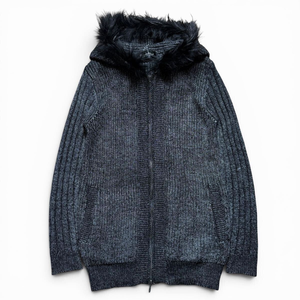 00s TORNADO MART fur knit hoodie Japanese label archive collection vintage Y2K grunge トルネードマート ファー パーカー