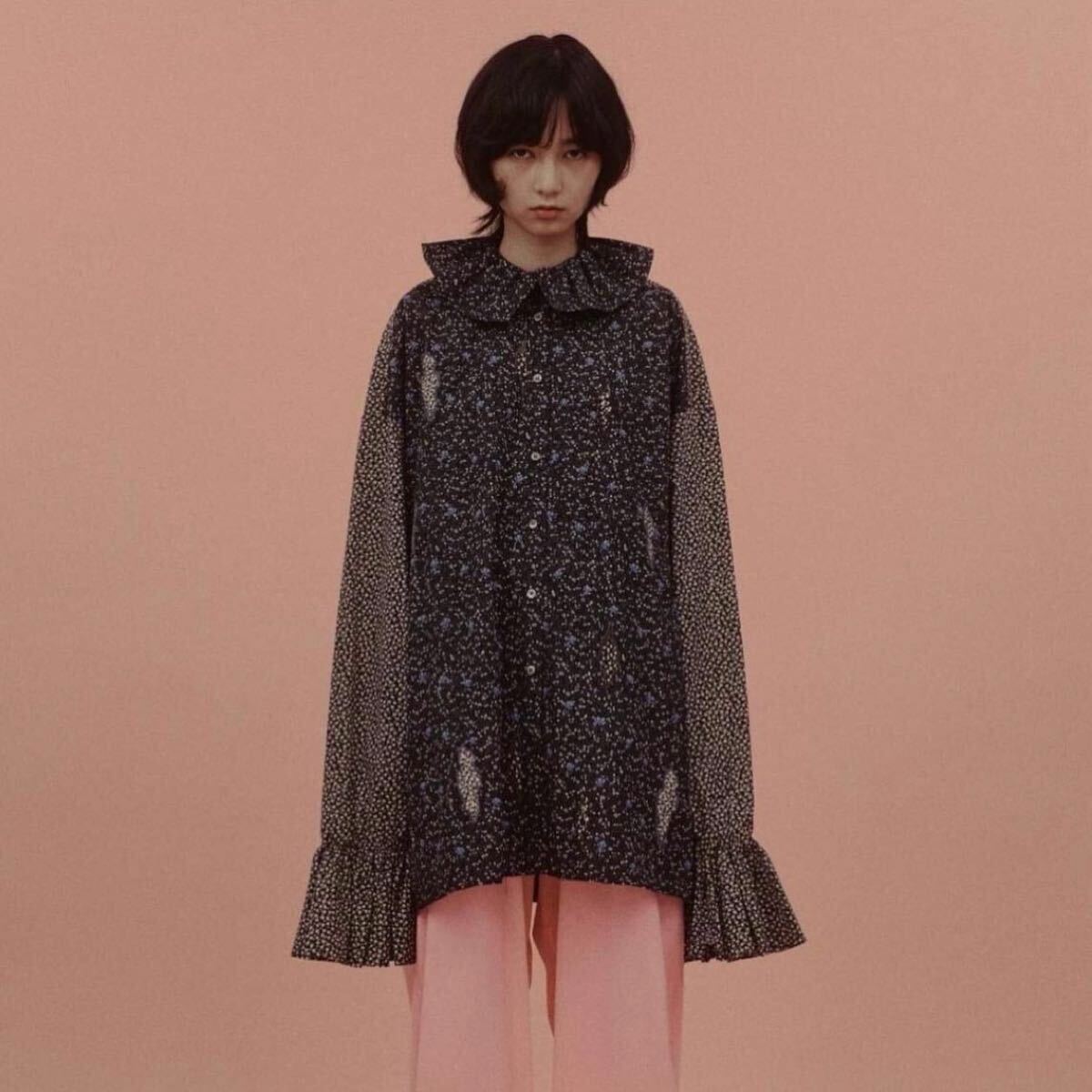 23SS MIKIO SAKABE flower print ruffle collar blouse Japanese label archive collection ミキオサカベ フラワープリント ブラウス