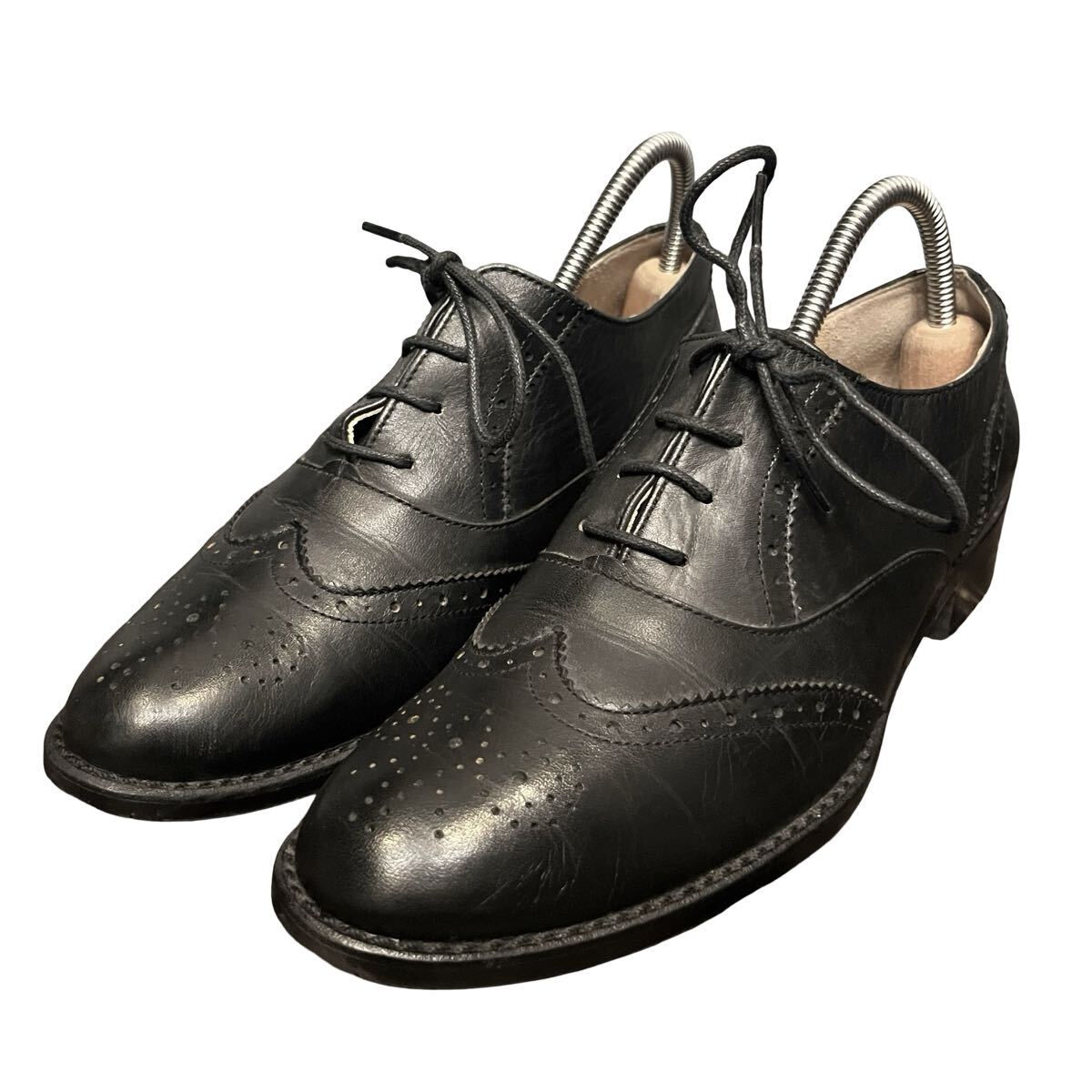 ※1 BARCLAY バークレー レザーシューズ ドレスシューズ ブラック 内羽根 ウィングチップ メダリオン 日本製 24cm