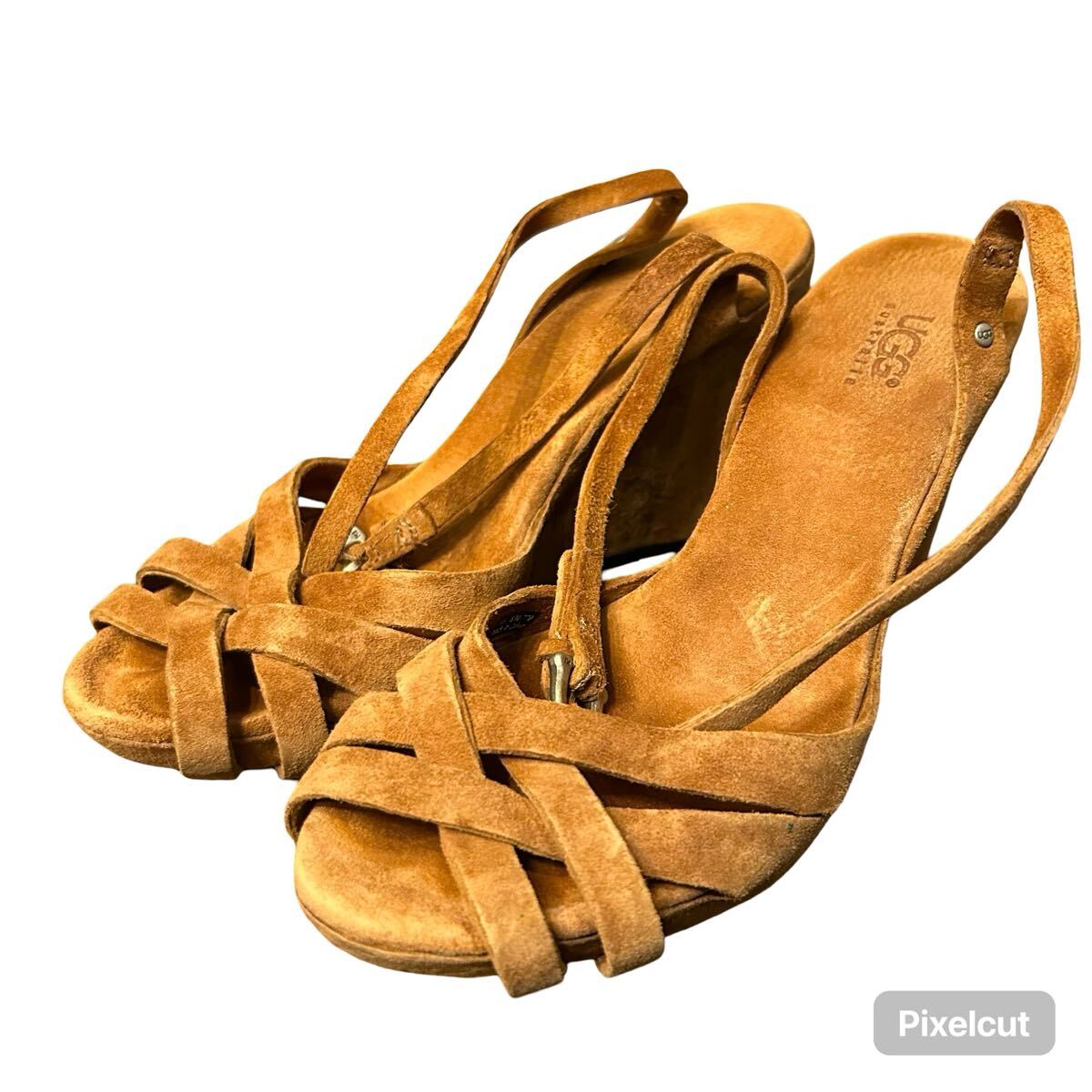 ※SD1 UGG アグ ウェッジソールサンダル スエード バックストラップ ブラウン 表記5.5(22.5cm)