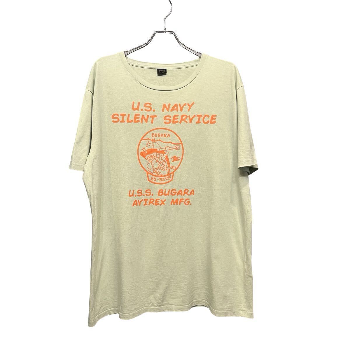 ※MT2 AVIREX アヴィレックス 半袖Tシャツ グリーン系 プリント US NAVY コットン100% サイズ2XL