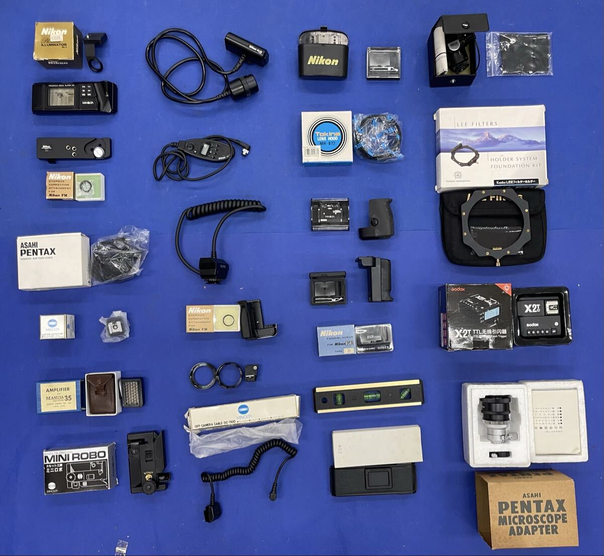 （F54）ニコン Nikon FM DL-1 SC-12 FE OLYMPUS など カメラ用 部品 カメラアクセサリー まとめ 含ケース付き 現状品 レンズフィルター 